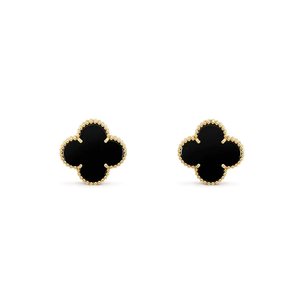 [⭐Mirelle]CLOVER MEDIUM 1 MOTIFS  ONYX STUD EARRINGS