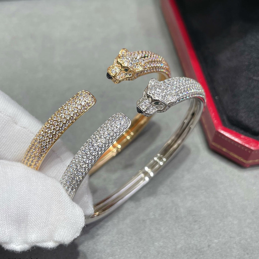 [⭐Mirelle]PANTHERE FULL DIAMOND OPEN BRACELET