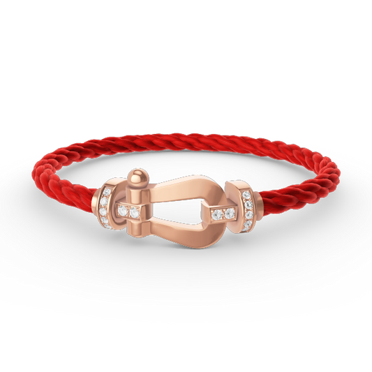 [⭐Mirelle]FORCE LARGE HORSESHOE HALF DIAMOND BRACELET ROSE GOLD